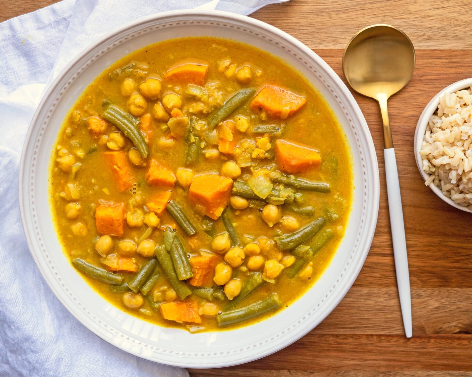 Yellow Curry with Sweet Potato and Chickpeas - Devorah Bowen