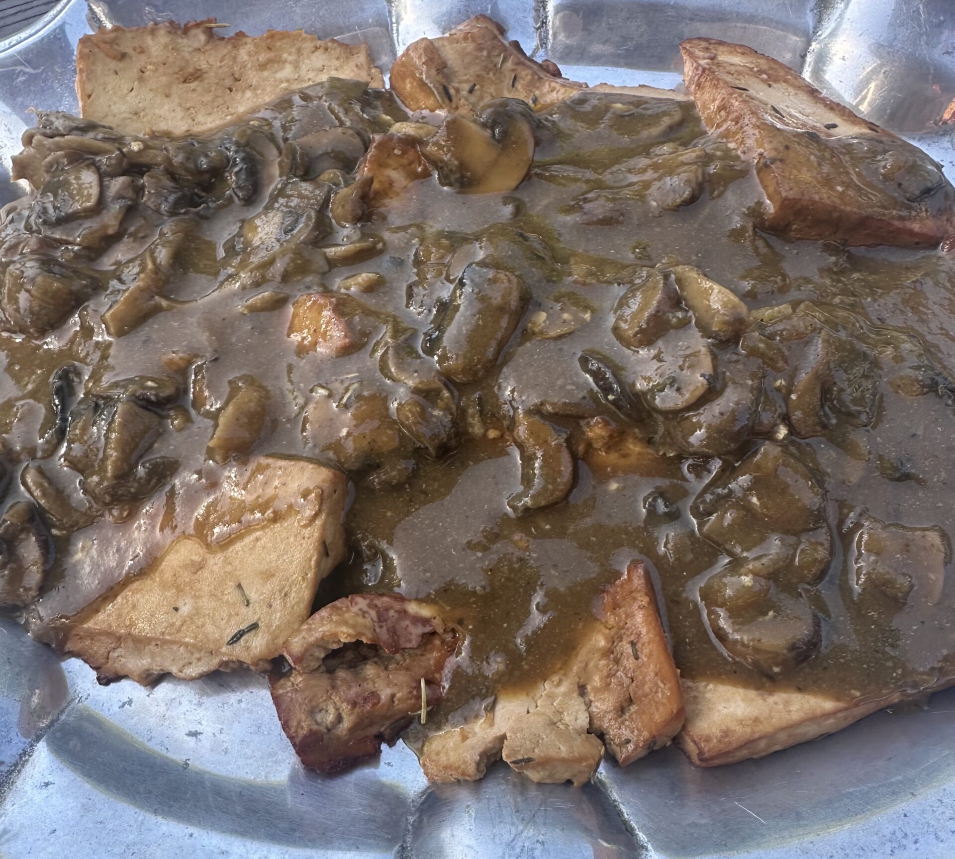 Marinated Tofu and Mushroom Gravy - Maggie Baird